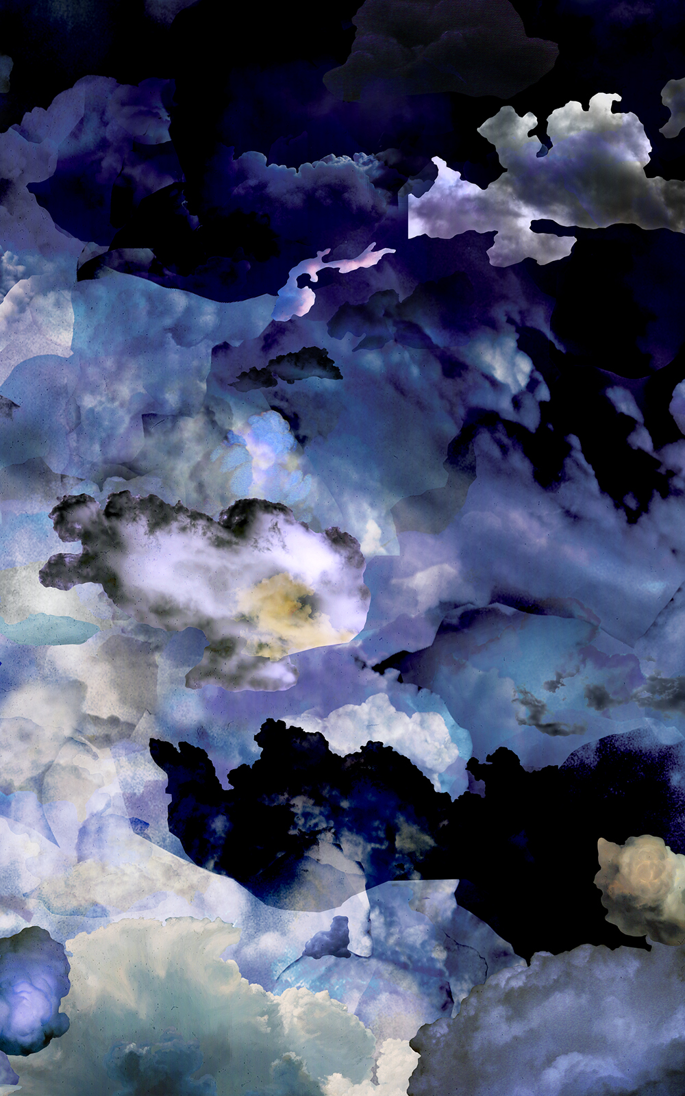 Case Simmons, Simmons & Burke, Clouds Wallpaper, Cloud Collage, Vinyl Wallpaper, Digital Collage, Digital Art, Photoshop Collage, Contemporary Collage, Case Simmons Art, Collage Fine Art, Fine Art Wallpaper, Abstract Digital Collage, Kohn Gallery, Bank of America Lobby