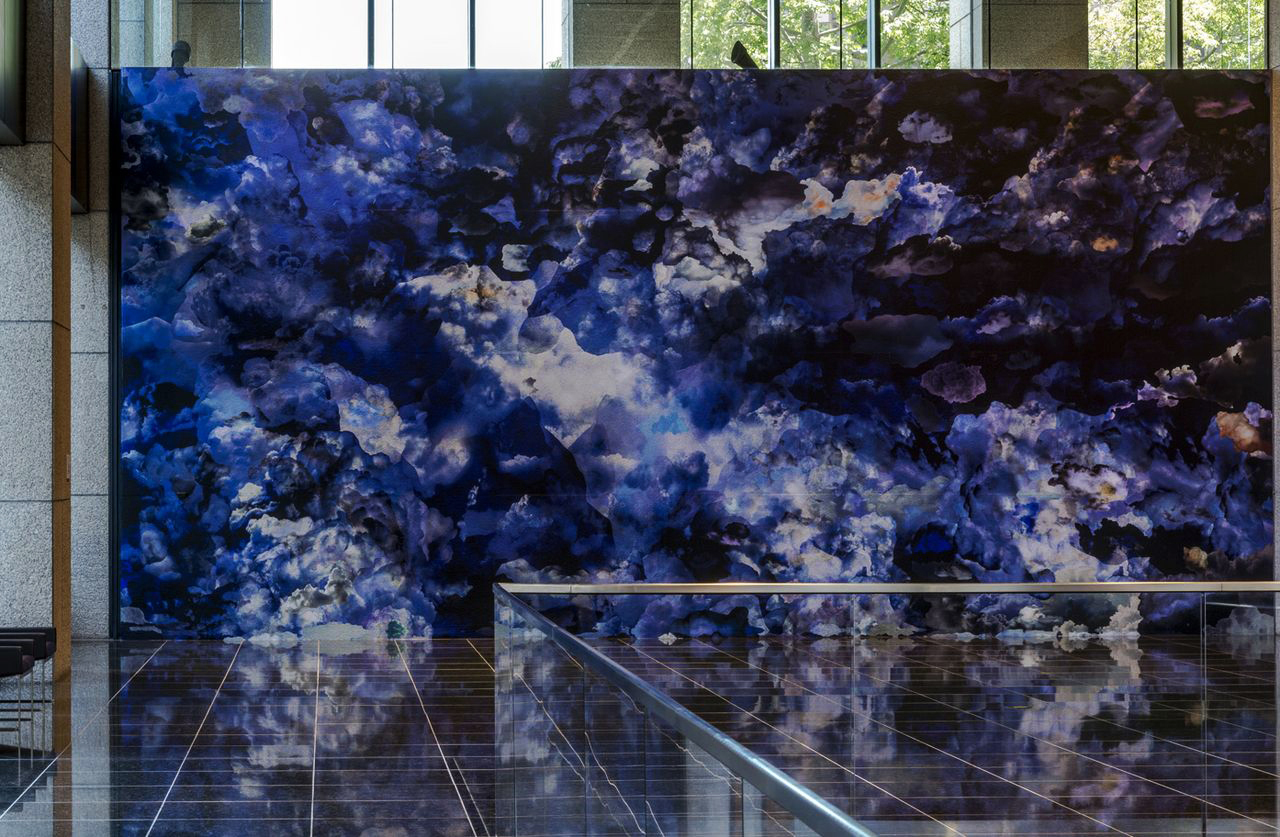 Case Simmons, Simmons & Burke, Clouds Wallpaper, Cloud Collage, Vinyl Wallpaper, Digital Collage, Digital Art, Photoshop Collage, Contemporary Collage, Case Simmons Art, Collage Fine Art, Fine Art Wallpaper, Abstract Digital Collage, Kohn Gallery, Bank of America Lobby
