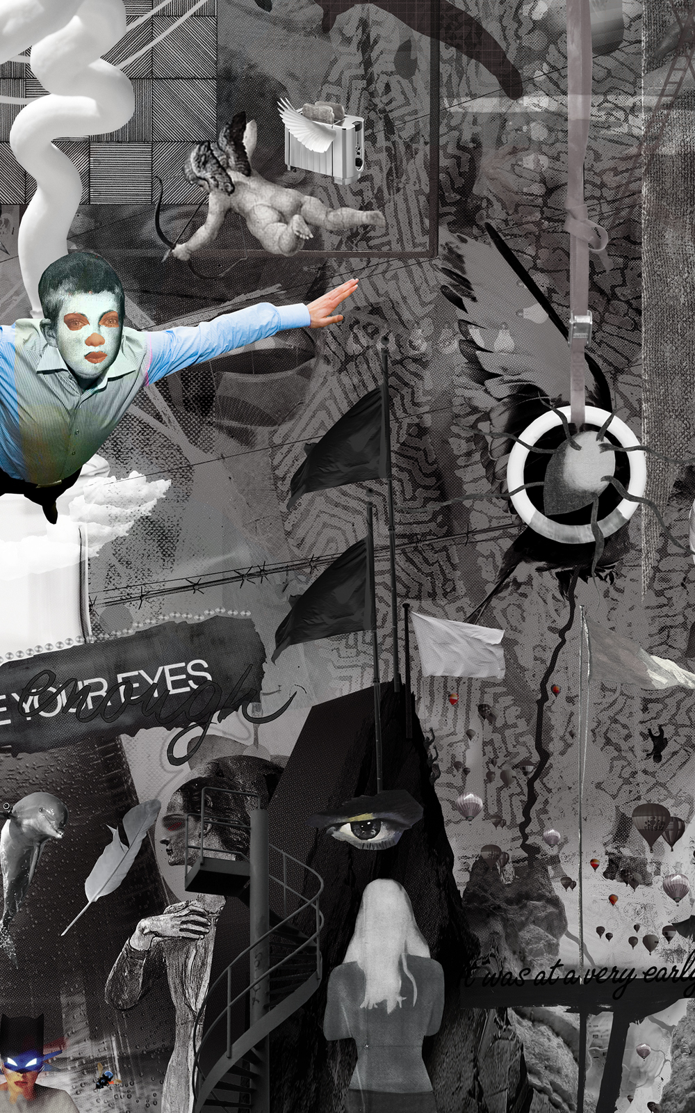 Case Simmons, Simmons & Burke, If Not Summer #2, Kohn Gallery, Hieronymus Bosch, Lightjet Print, Digital Collage, Digital Art, Photoshop Collage, Contemporary Collage, Case Simmons Art, Case Simmons Artist, Collage Fine Art, Hyper Collage, Future Collage, Black and White Collage