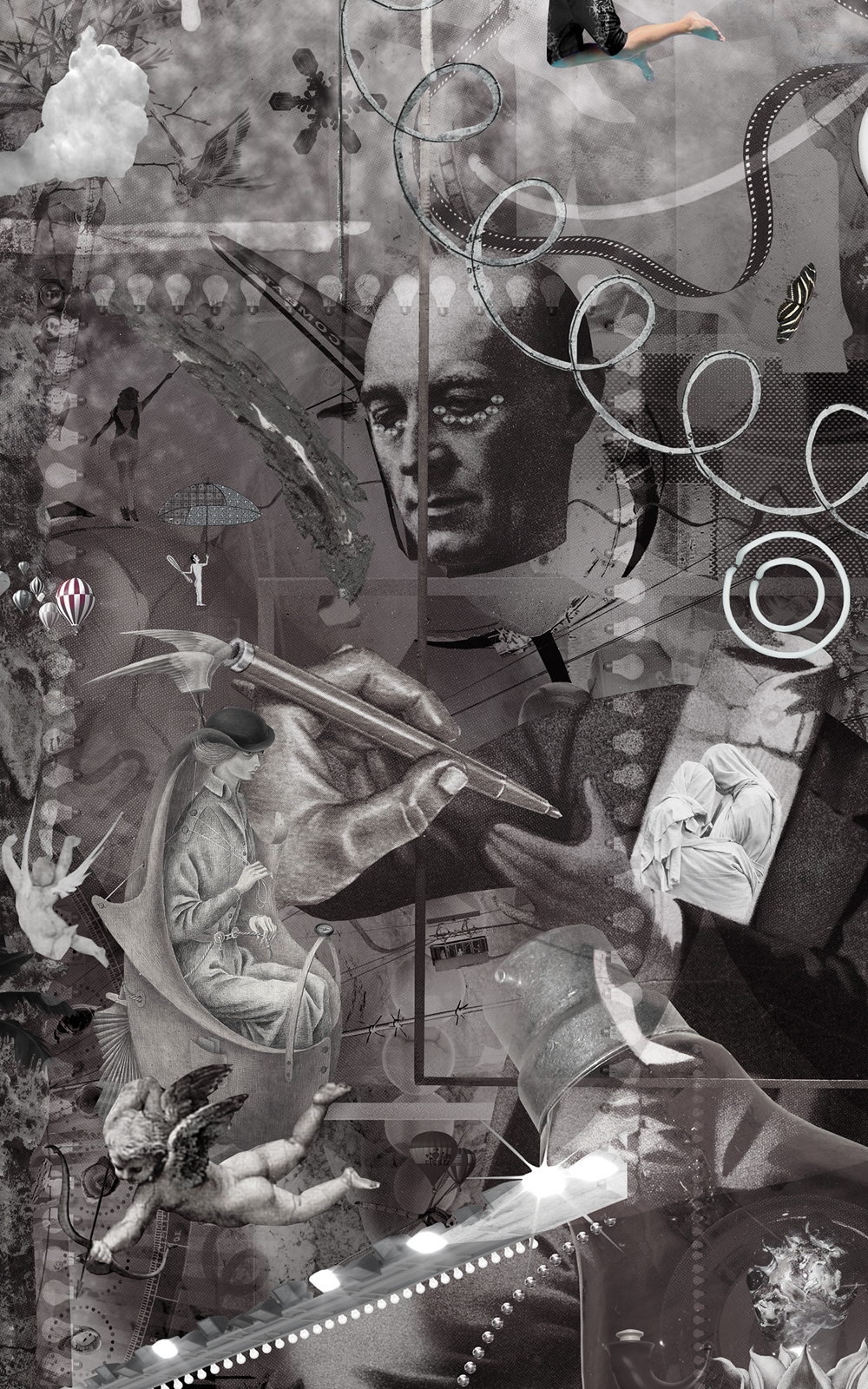 Case Simmons, Simmons & Burke, If Not Summer #2, Kohn Gallery, Hieronymus Bosch, Lightjet Print, Digital Collage, Digital Art, Photoshop Collage, Contemporary Collage, Case Simmons Art, Case Simmons Artist, Collage Fine Art, Hyper Collage, Future Collage, Black and White Collage, Digital Landscape