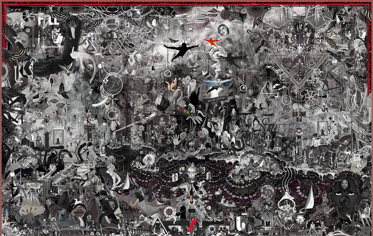 Case Simmons, Simmons & Burke, If Not Summer #2, Kohn Gallery, Hieronymus Bosch, Lightjet Print, Digital Collage, Digital Art, Photoshop Collage, Contemporary Collage, Case Simmons Art, Case Simmons Artist, Collage Fine Art, Hyper Collage, Future Collage, Black and White Collage