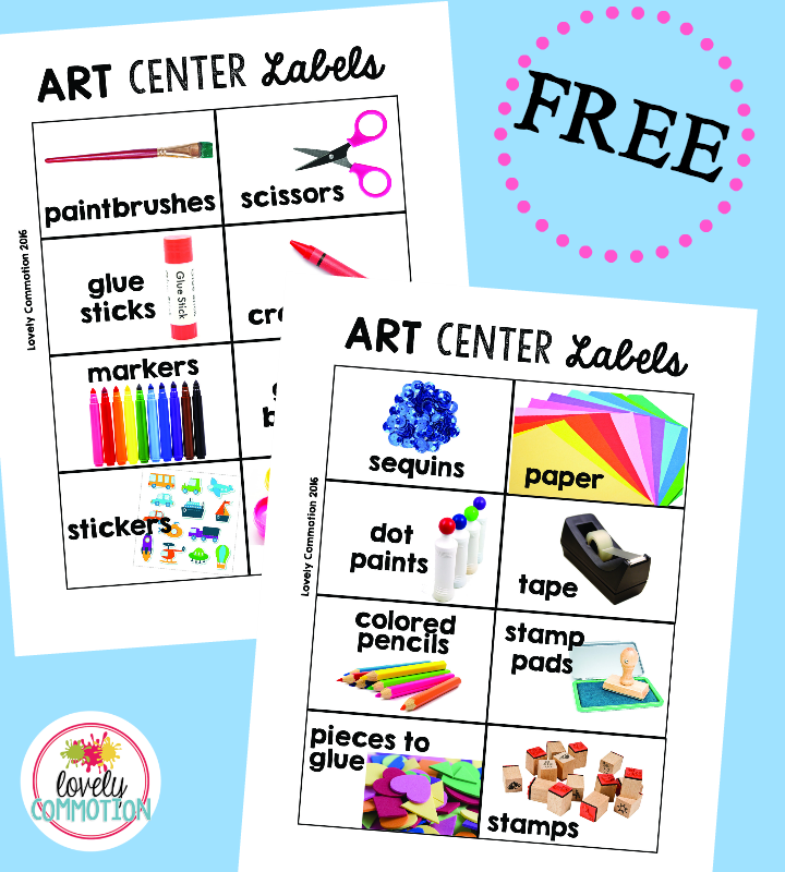 Free preschool art center labels.