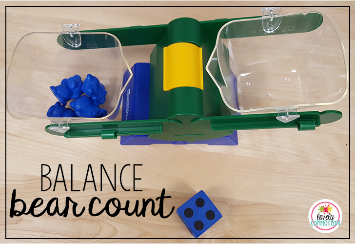 Counting game with balance scale and counting bears. Perfect for subitizing and counting with 1-1 correspondence.