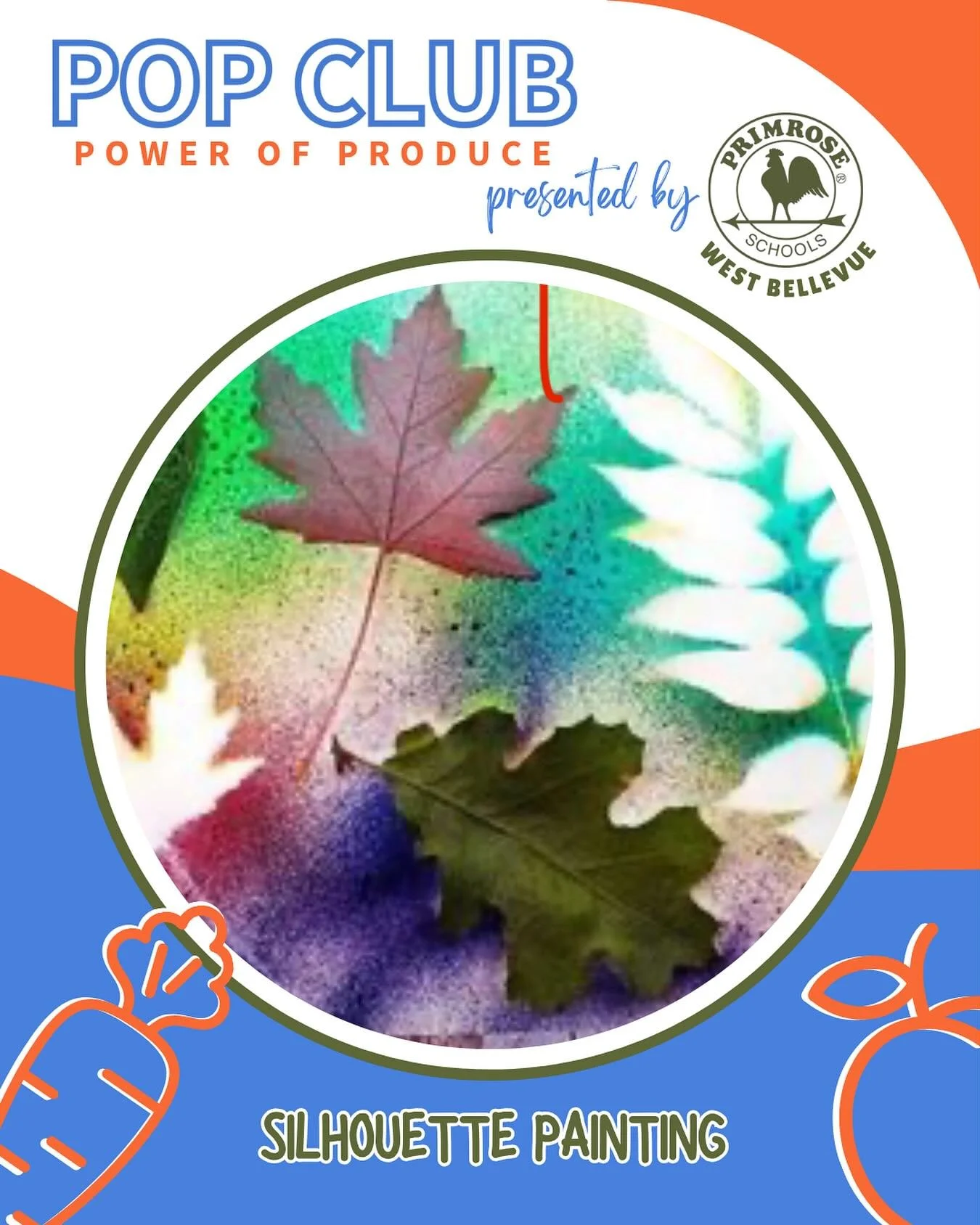 Tomorrow's last Thursday market of the season will feature a favorite from earlier this year with a Fall twist! Kids visiting the POP Club tent presented by Primrose School of West Bellevue will create watercolor silhouette art! Using seasonal produc