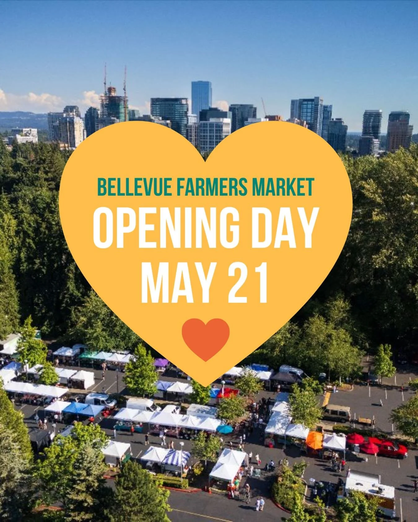 Spring in the Northwest is doing its usual thing &mdash; a little sun, a little rain, a little confusion.

Either way, we&rsquo;re coming back for our 23rd Season!

Bellevue Farmers Market opens May 21 at 3 pm.

Great farmers, ranchers, prepared food