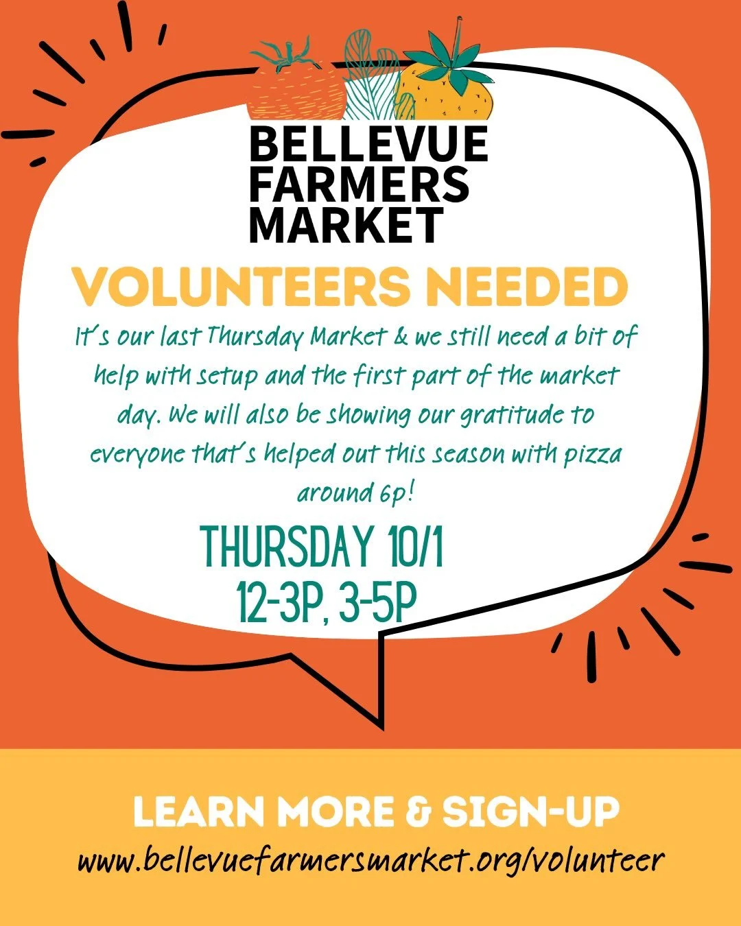 🙌 Volunteers needed this Thursday! 🙌
We&rsquo;re looking for a few extra hands to help us set up and support our vendors. 

Pick the shift that works for you:
⏰ 12&ndash;3pm: Setup crew
⏰ 3&ndash;5pm: Vendor support

No experience needed, just good