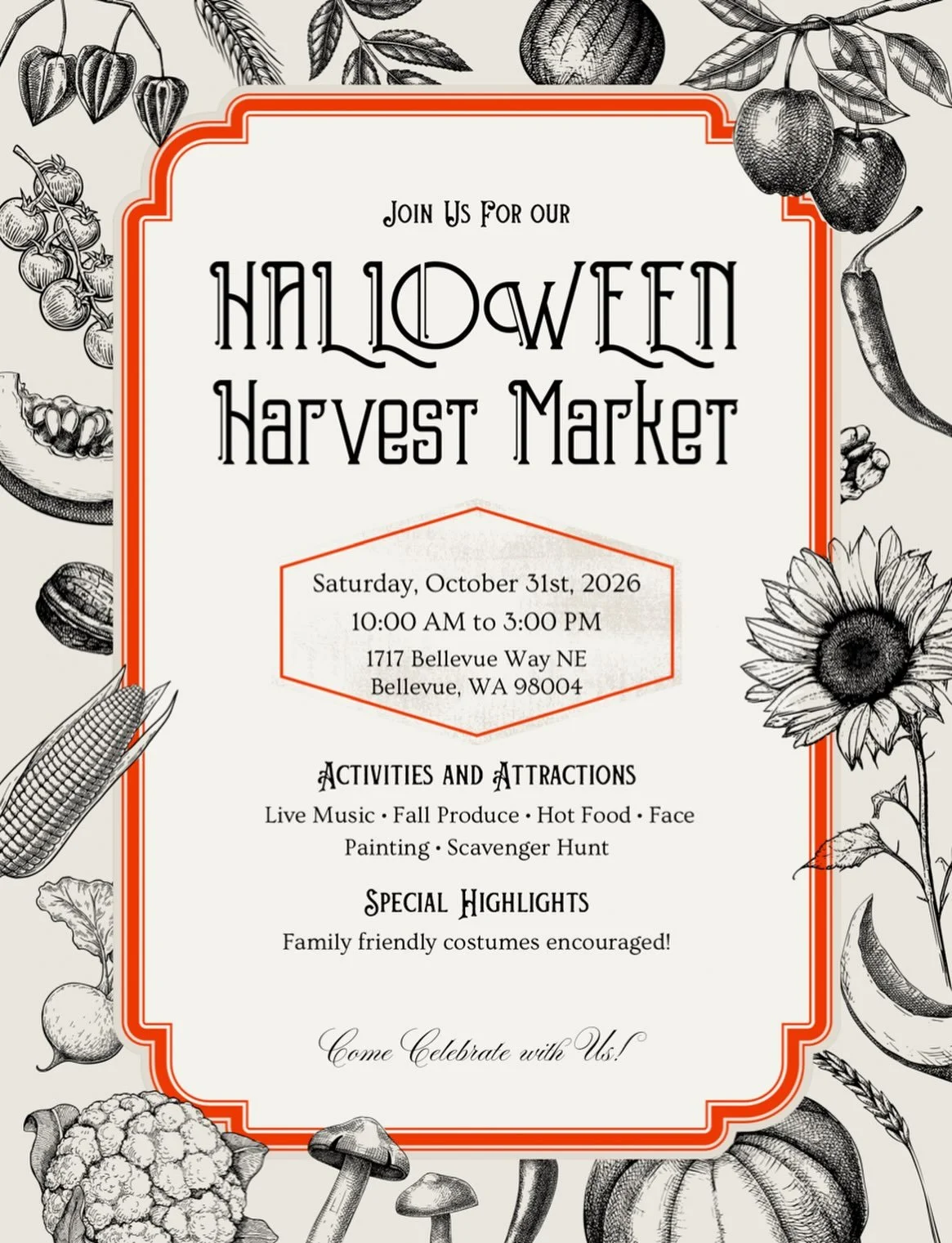🎃👻 Mark your calendars for our Halloween Harvest Market! 👻🎃 

Saturday October 31st, join us from 10a-3p in your costumes*, trick or treat with our vendors, participate in our scavenger hunt, and paint your own pumpkin with POP Club &amp; Primros