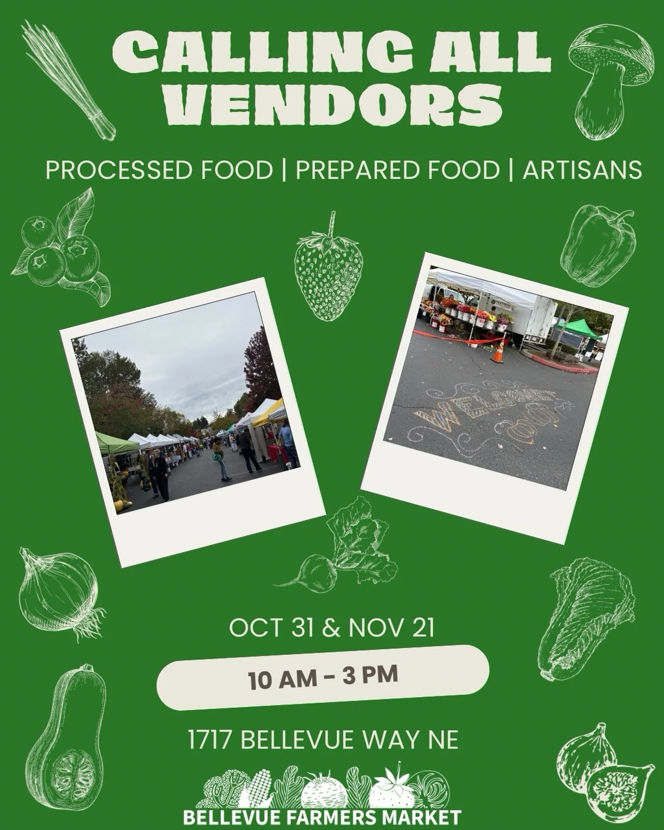 📣🫑🚨 Calling local small business vendors! 🚨🫑📣

Bellevue Farmers Market has a few more spots available for our Fall Saturday Markets! 

We are looking for: 
-processed food vendors with unique offerings &amp; locally sourced ingredients 
-prepar