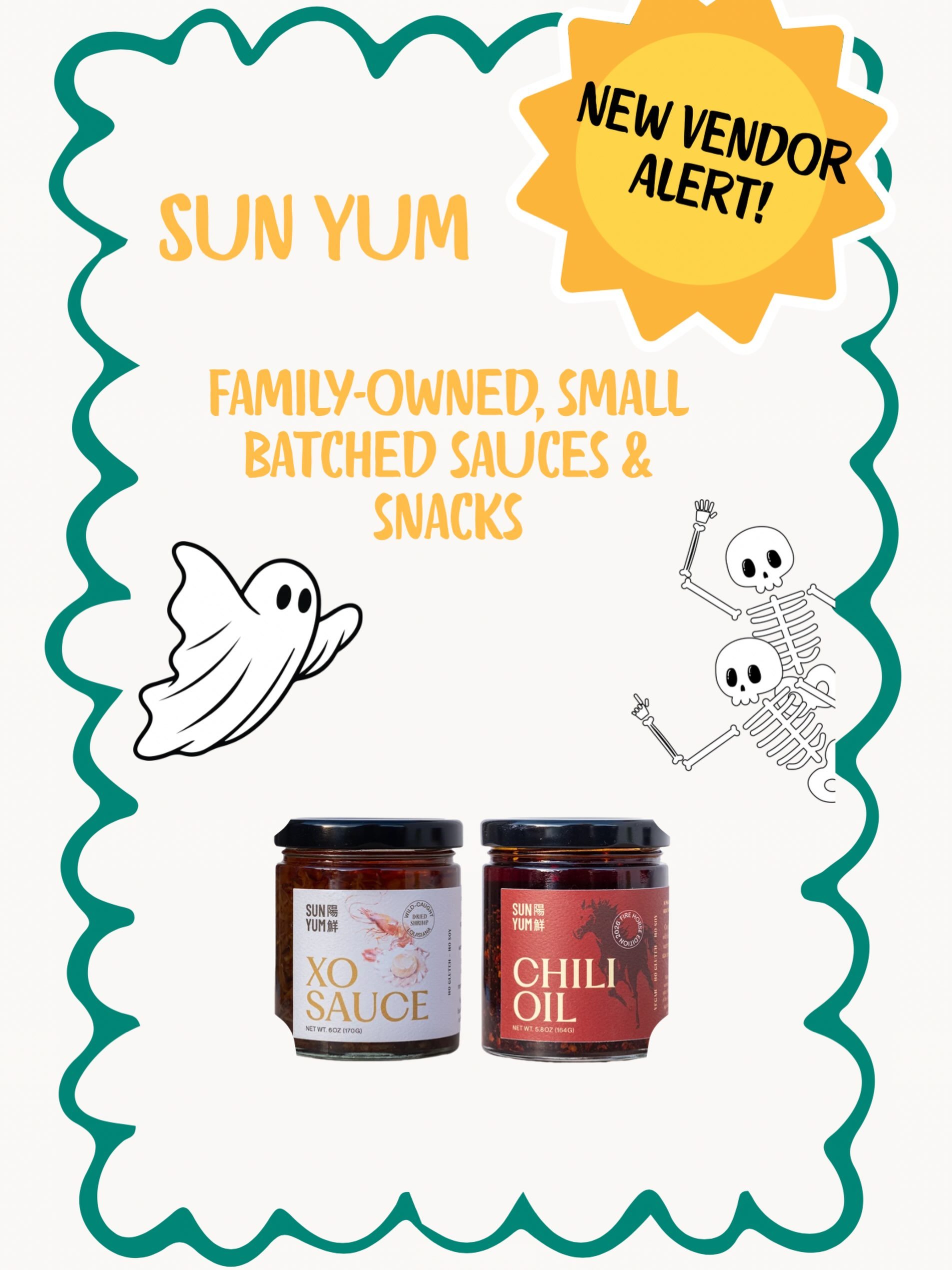 🌶️🥢 Vendor alert: Sun Yum is coming! 🥢🌶️

Sun Yum makes chef-crafted XO Sauce and Chili Oil inspired by our family&rsquo;s restaurant roots and multicultural food heritage. Drizzle it on noodles, dumplings, eggs, rice, or pretty much anything tha