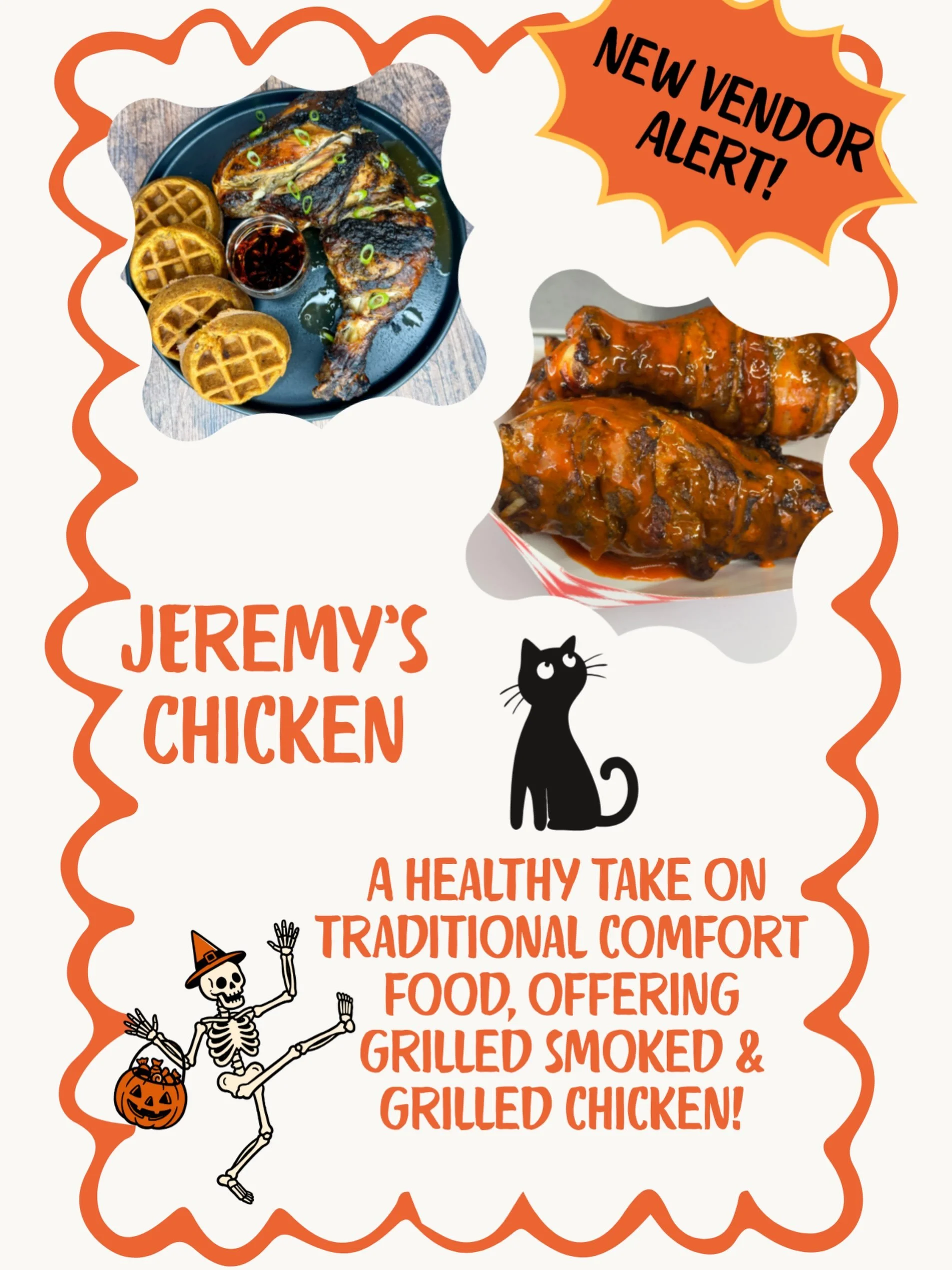 🍗🔥 Vendor alert: Jeremy&rsquo;s Chicken is firing up the grill at the market! 🔥🍗 

They put a fresh, healthier spin on comfort food with smoked and grilled chicken in place of fried, paired with bold, globally inspired flavors in dishes like Joll