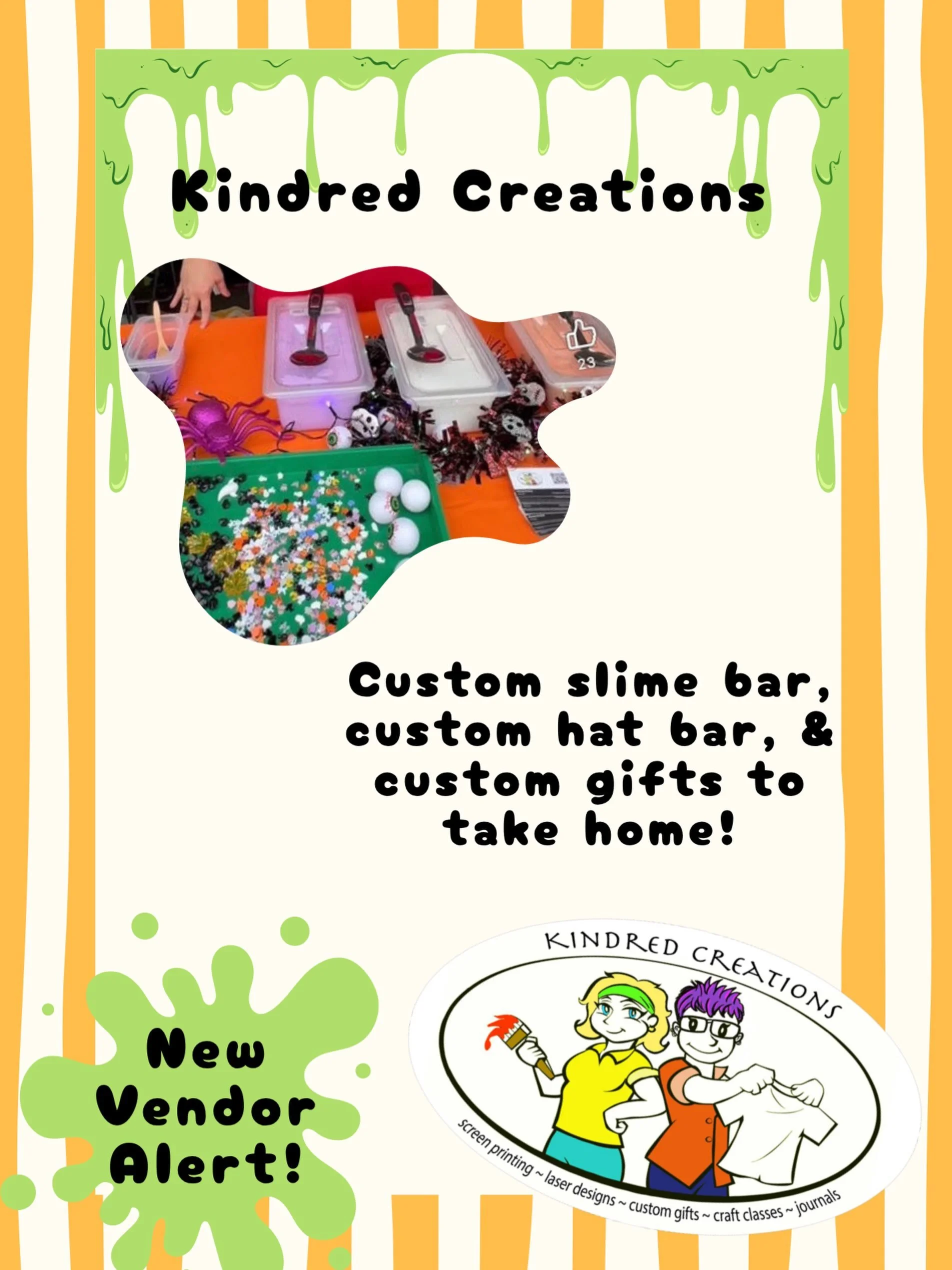 💚🫧 Vendor alert: Kindred Creations has got the goo! 🫧💚 

This small business was started by best friends and fellow moms Amy and Pennie, whose mission is to spread joy in everything they do. They specialize in custom gifts like hats, ornaments, j