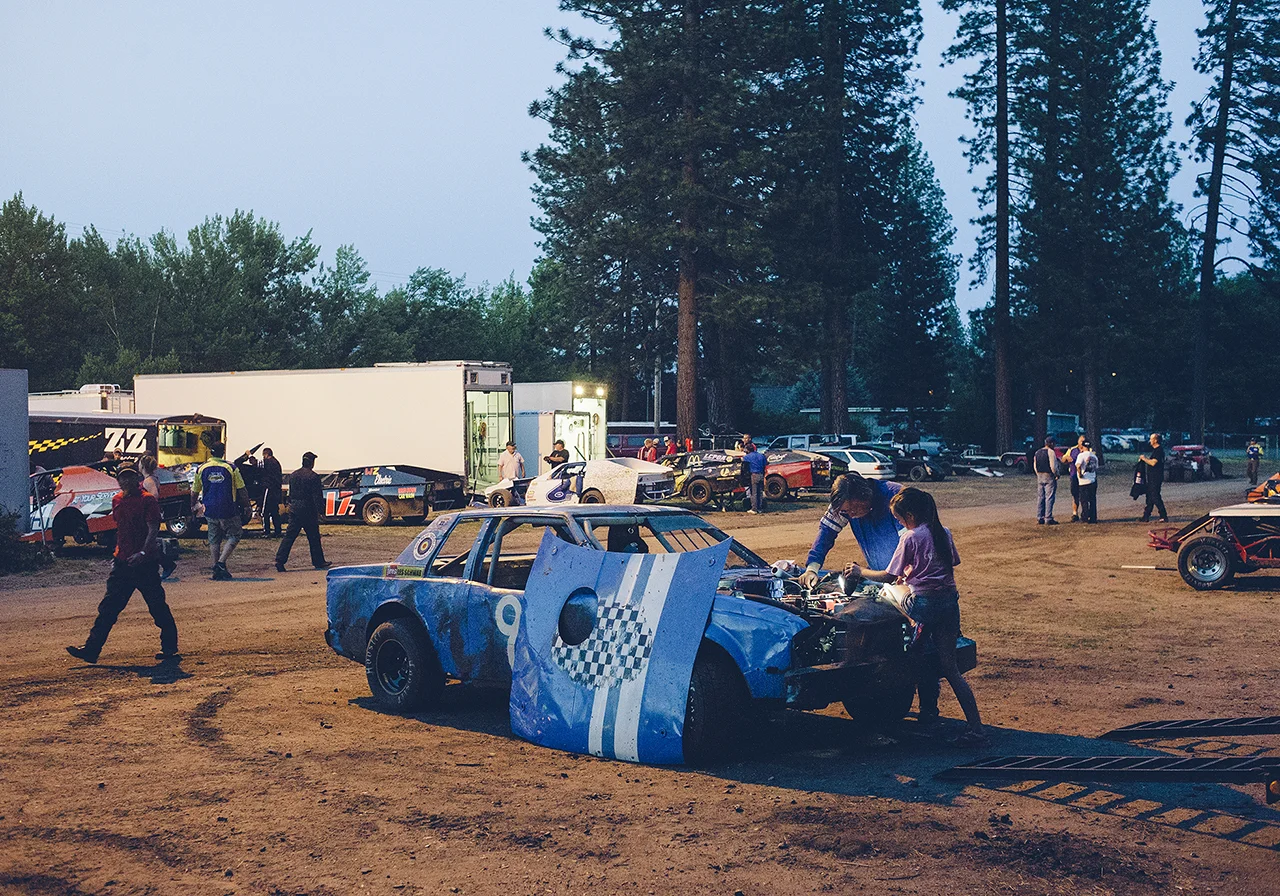 In the pits at American Valley Speedway.