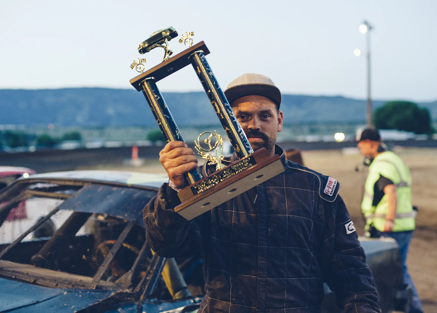 Hobby stock track champ Richard Longacre at Susanville, 2015.