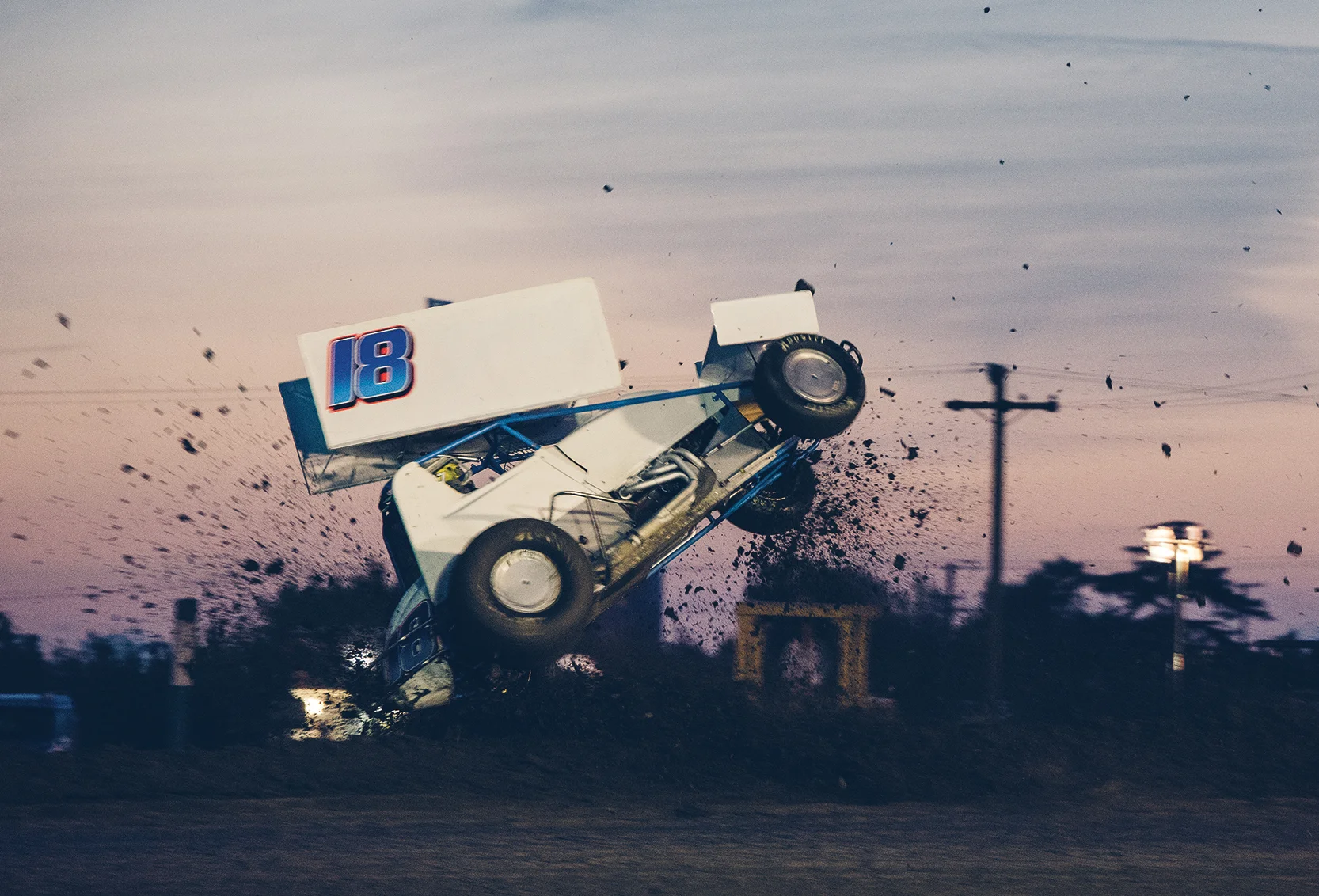 Justin Sanders loses control of his 360 sprint at Stockton.