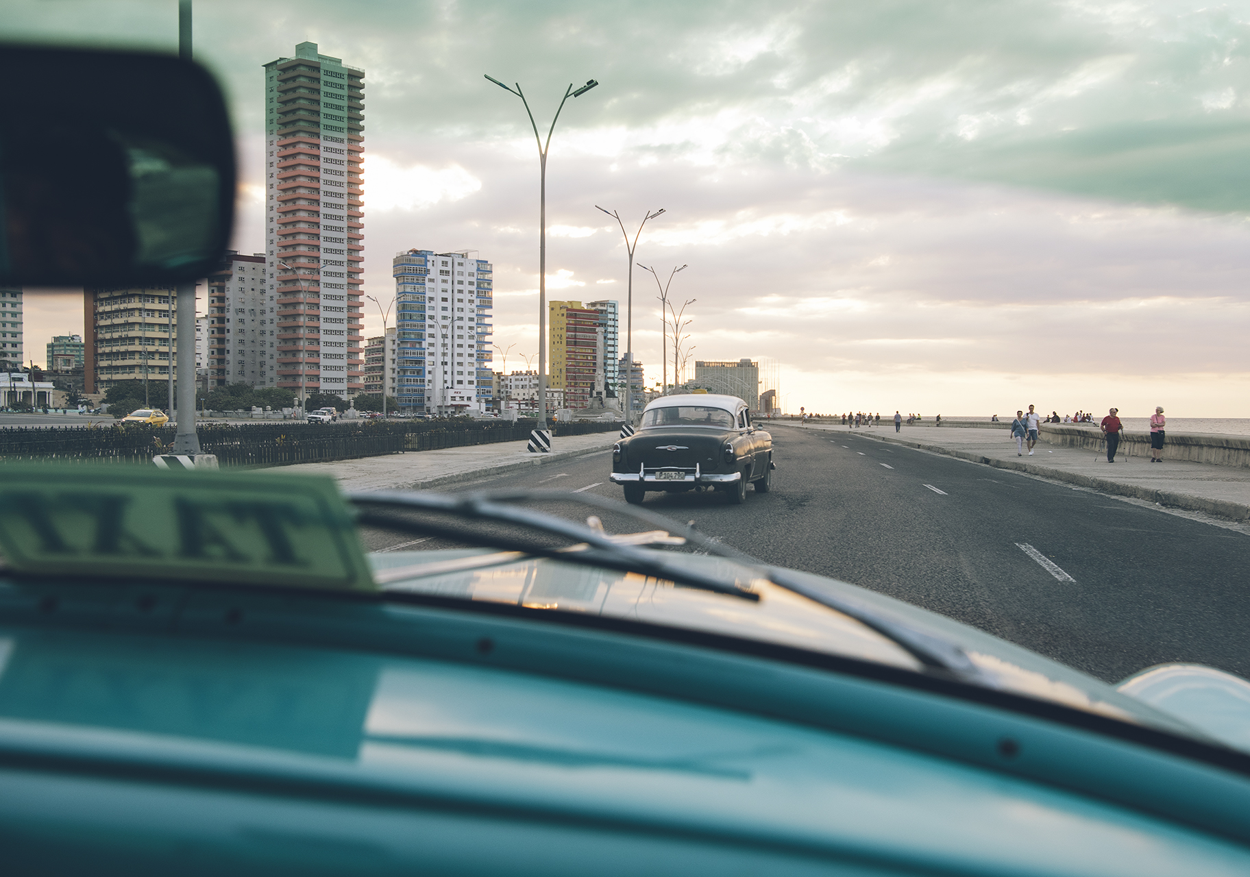  Riding along El Malecon in Havana. 