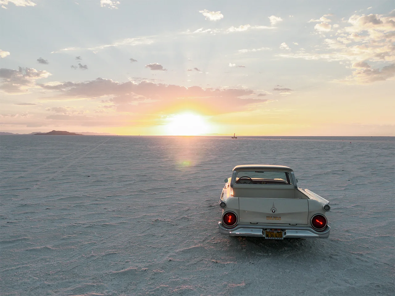 Hunter's '59 Ranchero. The former Keith Black Racing Engines push vehicle greets the day head on.