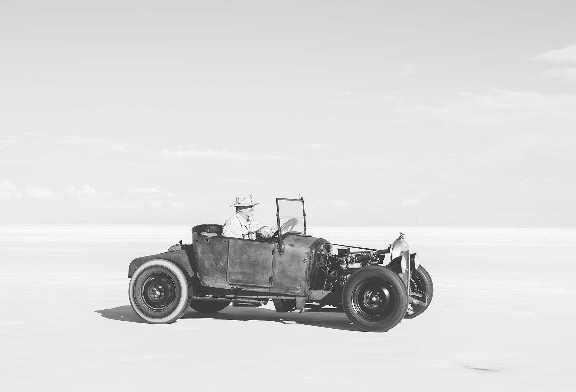  The author and his '27 roadster out on the salt. 