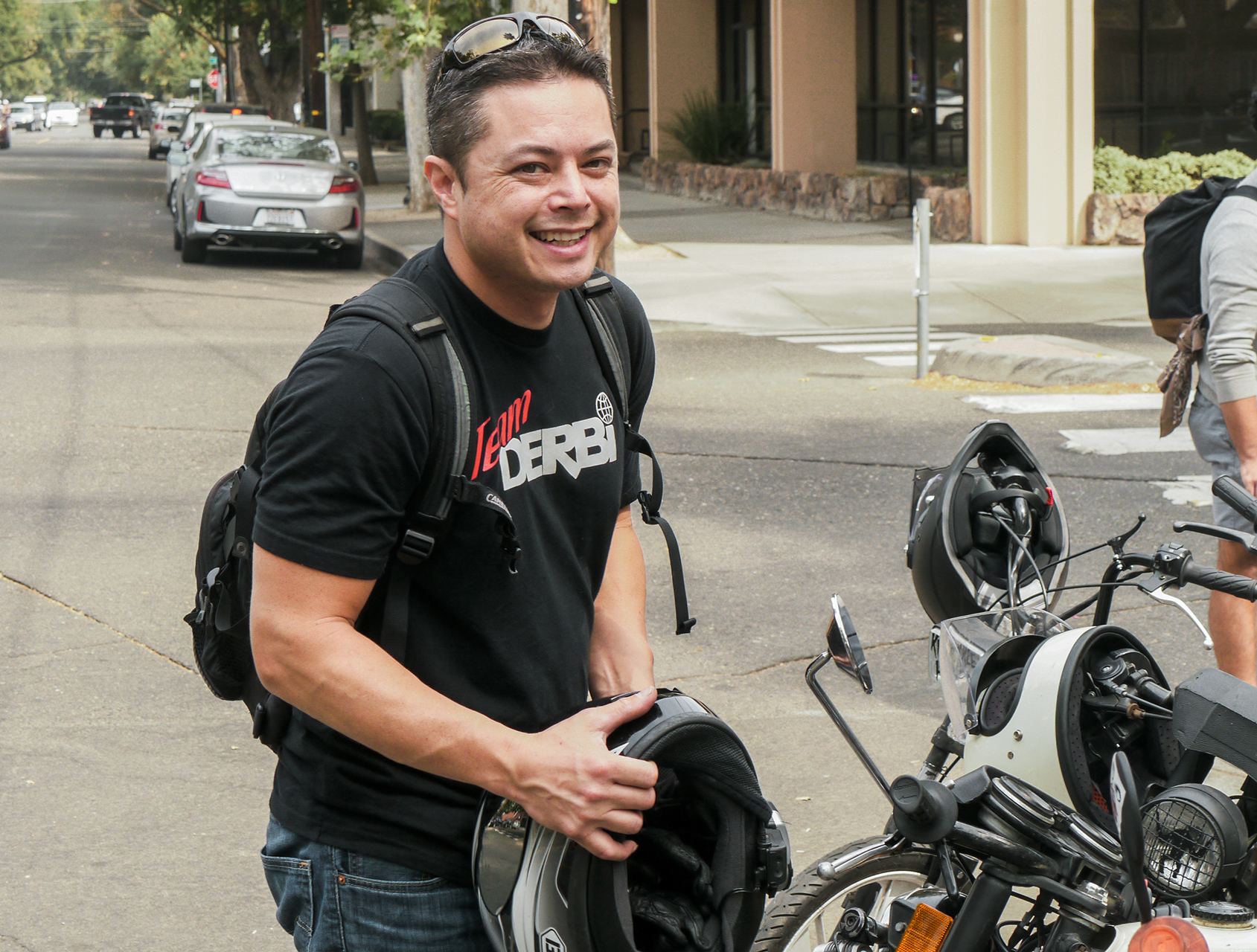 Barry looking very happy. Lots of folks and lots of bikes showed up.