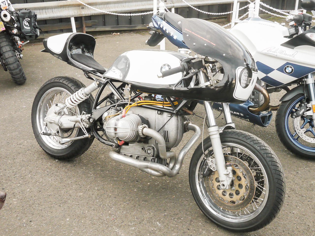 Gregor Halenda's stunning BMW airhead. My personal favorite BMW ever ever and it was in the parking lot. That is an example the quality of One Moto. It even had world class bikes parked outside. There is so much trick stuff on this bike.