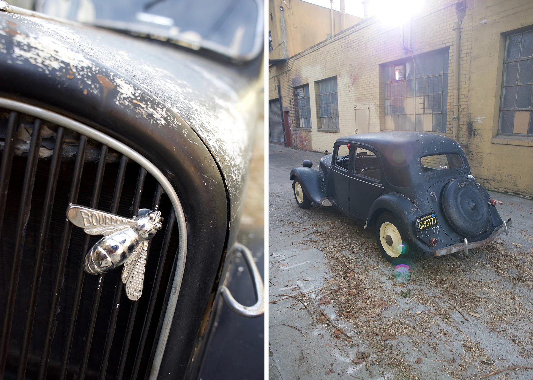 The bee logo is the badge for Bourdon Montrouge, one of the largest Citroën dealers in France. A very popular and charming Traction accessory.