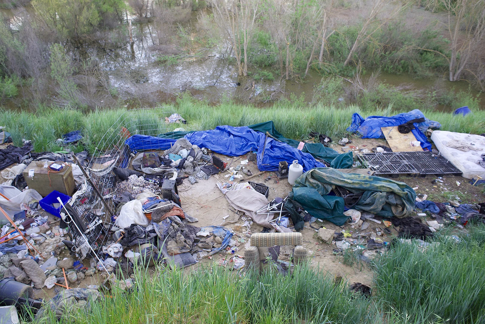 One of the homeless camps at the Pit.