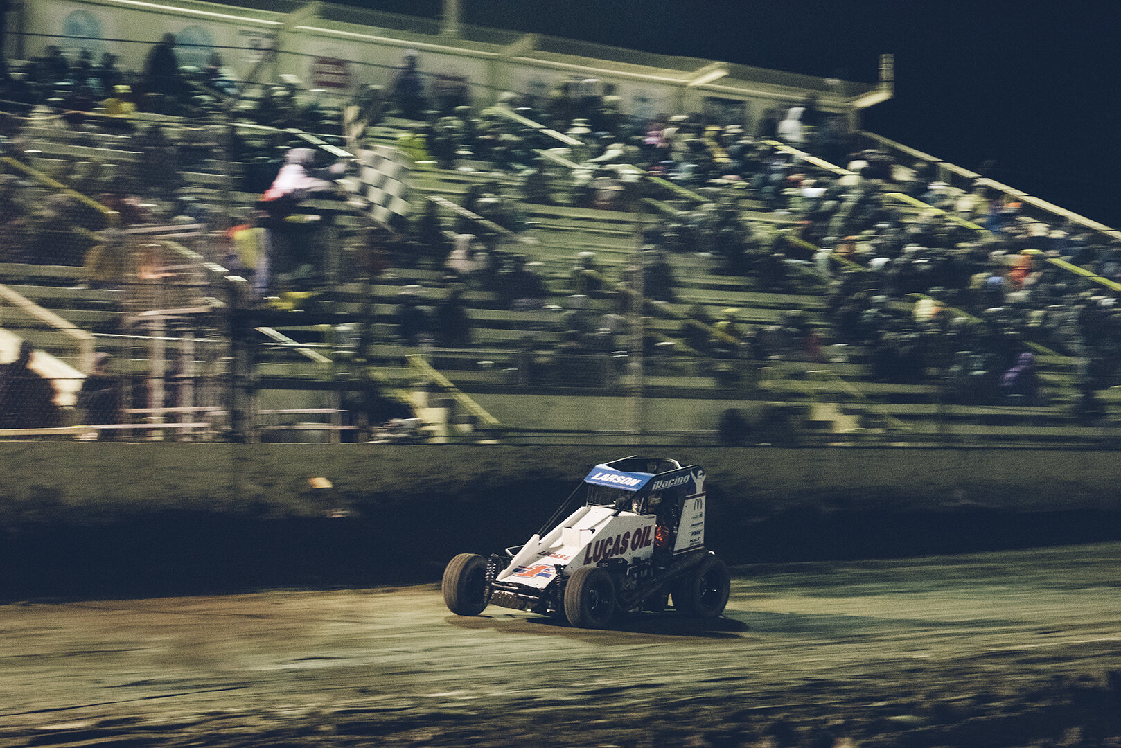  In the first minutes of Saturday morning, Larson claims his third Turkey Night Grand Prix. 