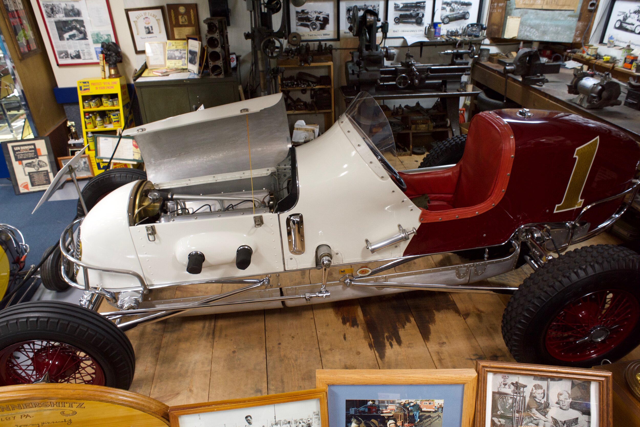 One of the museum’s most recent displays is Ted Horn’s beloved sprinter Baby. The car was built in 1938 by Harry “Hammers” Lewis for Horn who drove the car to 23 feature victories.  