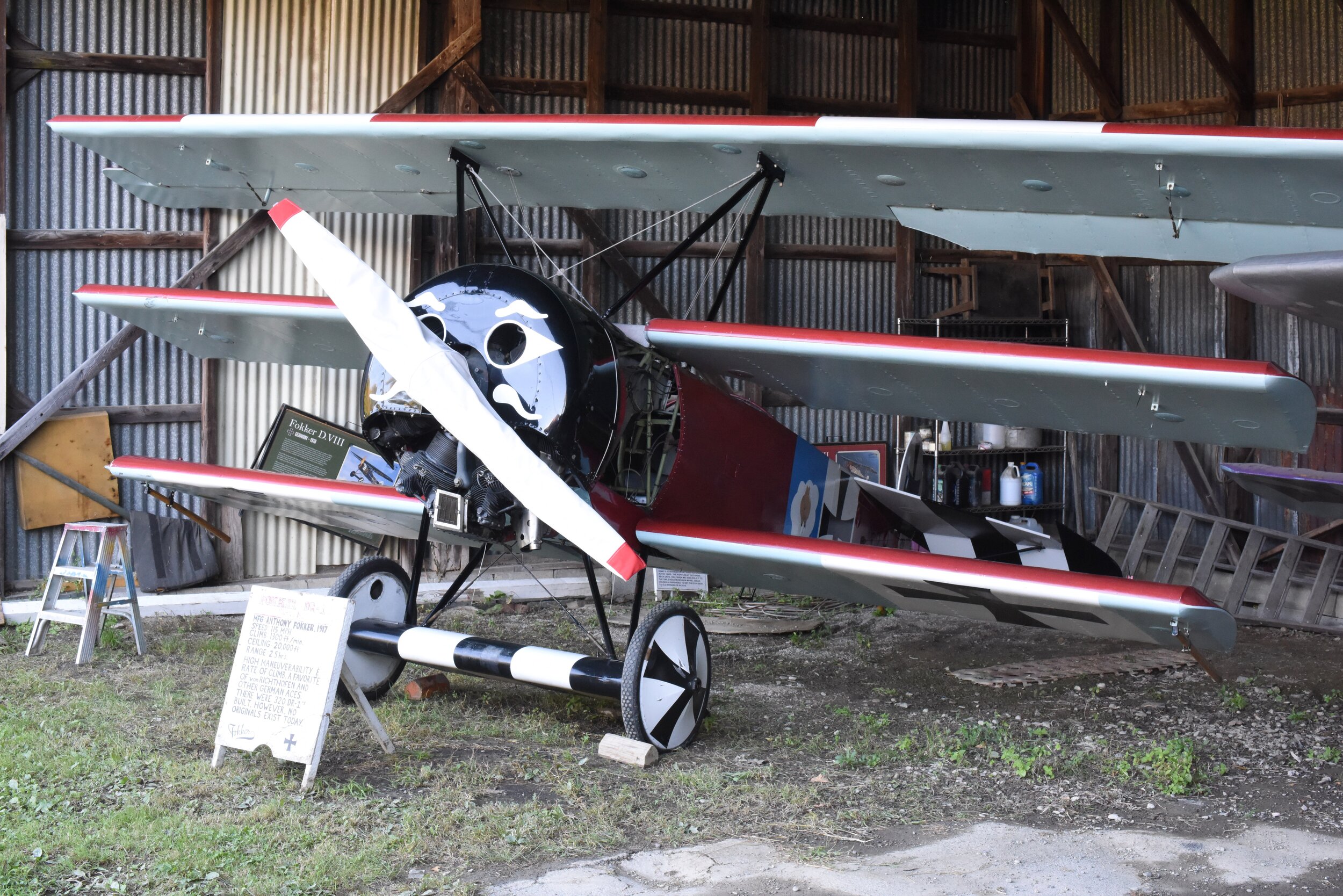  The famous Fokker Tri-Plane. Favored mount of German Ace Manfred Von Richthofen. This example has been flying the skys over Rhinebeck for years.  