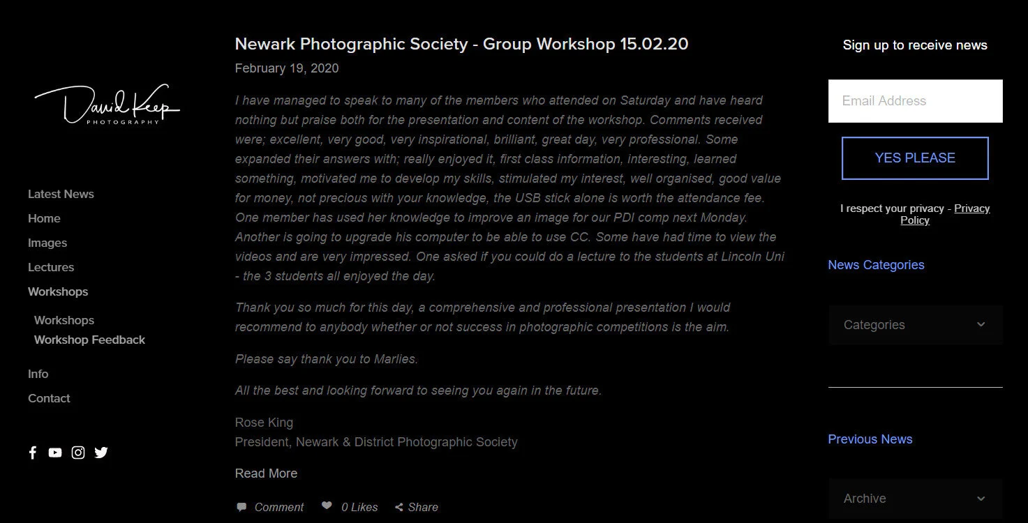 Newark Workshop Feedback