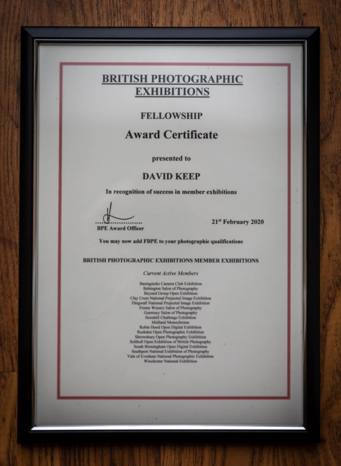 FBPE (Fellowship) Certificate