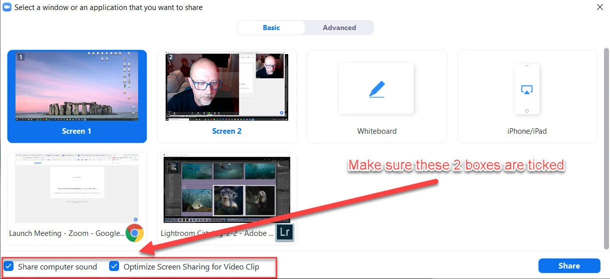 When you share your screen via Zoom make sure these 2 boxes are ticked