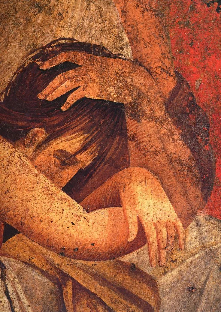 Detail from an ancient Roman fresco from the Sala di Grande Dipinto.
