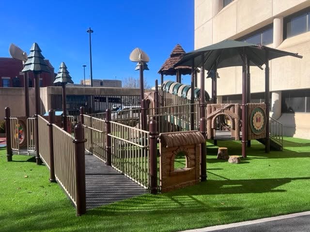 Just finished up this Custom Inclusive Tree House series playground at Envision INC. in Wichita, Kansas. We designed and installed the new playset and artificial turf. Enjoy your new playground! This was a fun one to build.