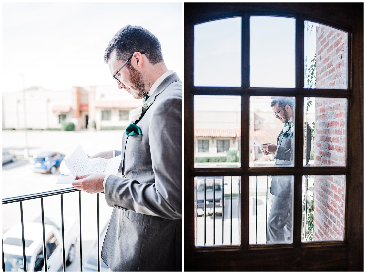 Groom reads his letter from his soon to be wife before the ceromony