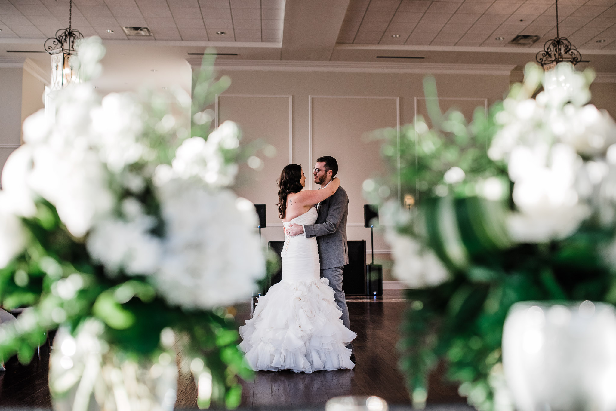 Bride and groom take their first dance 