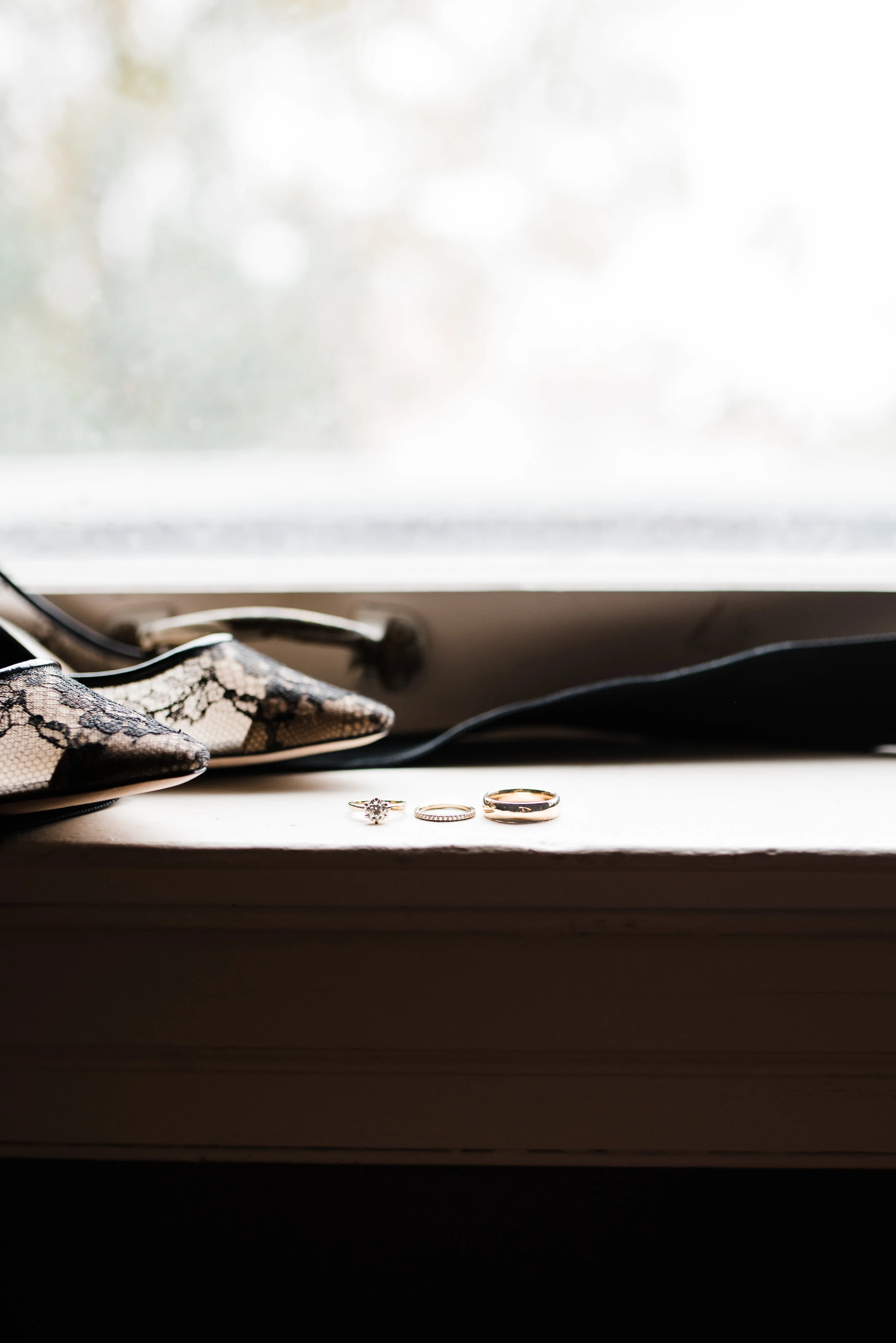 brides jimmy choo heels and wedding bands