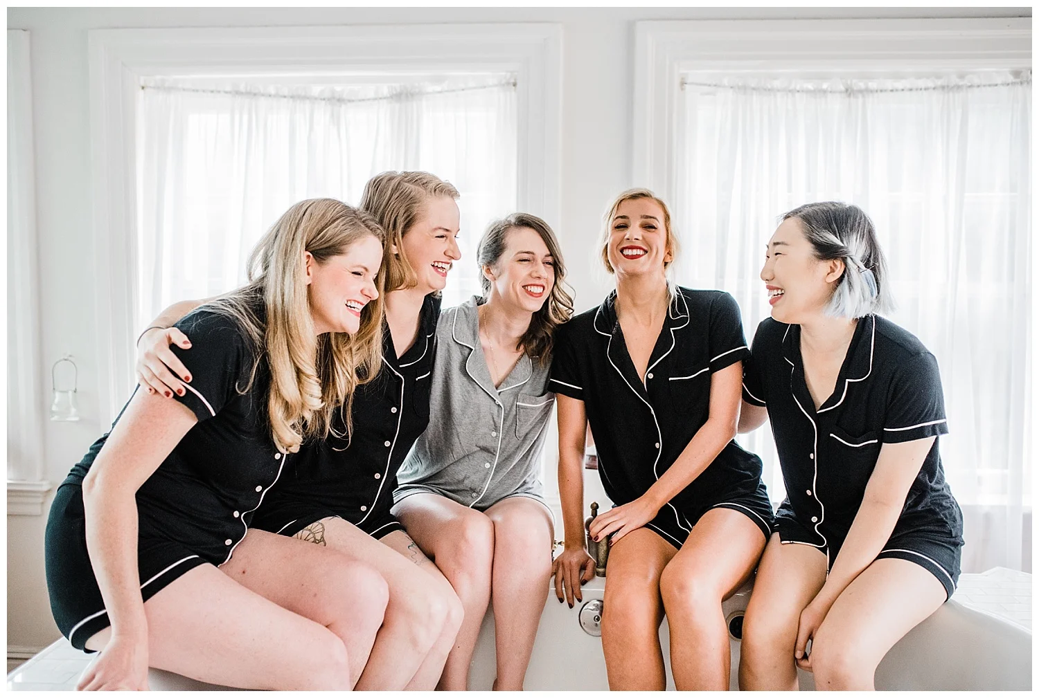 bridesmaids in matching robes