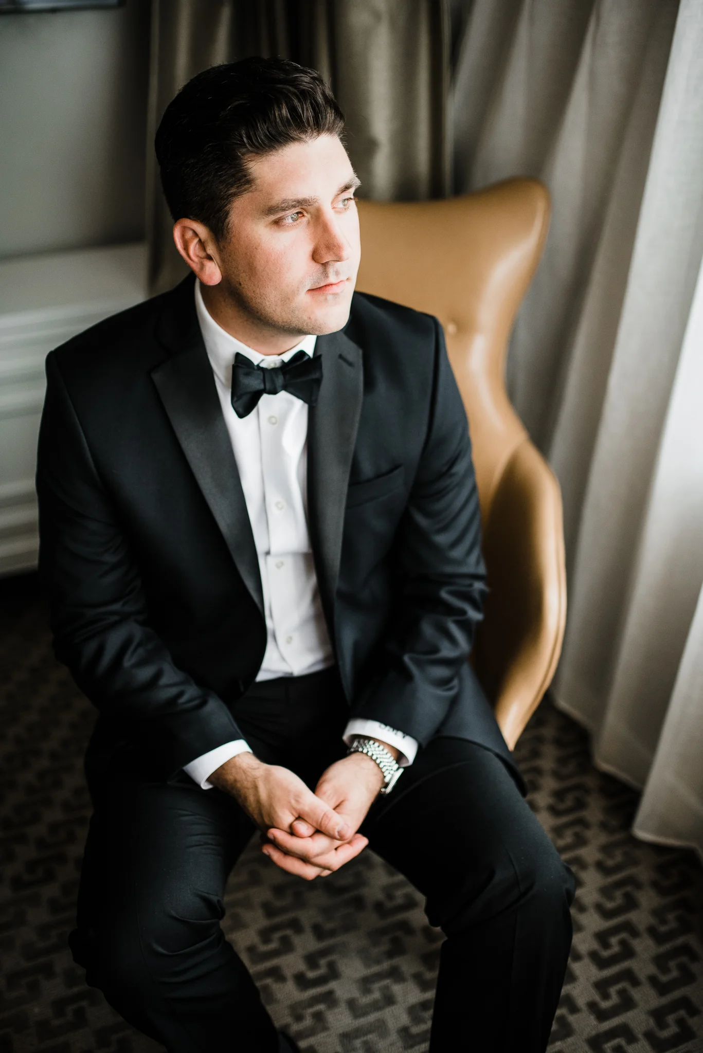 Groom Posing in Hotel at Down Town Dallas