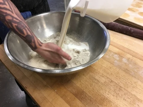 adding cream