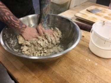 just enough cream to incorporate all the dry ingedients