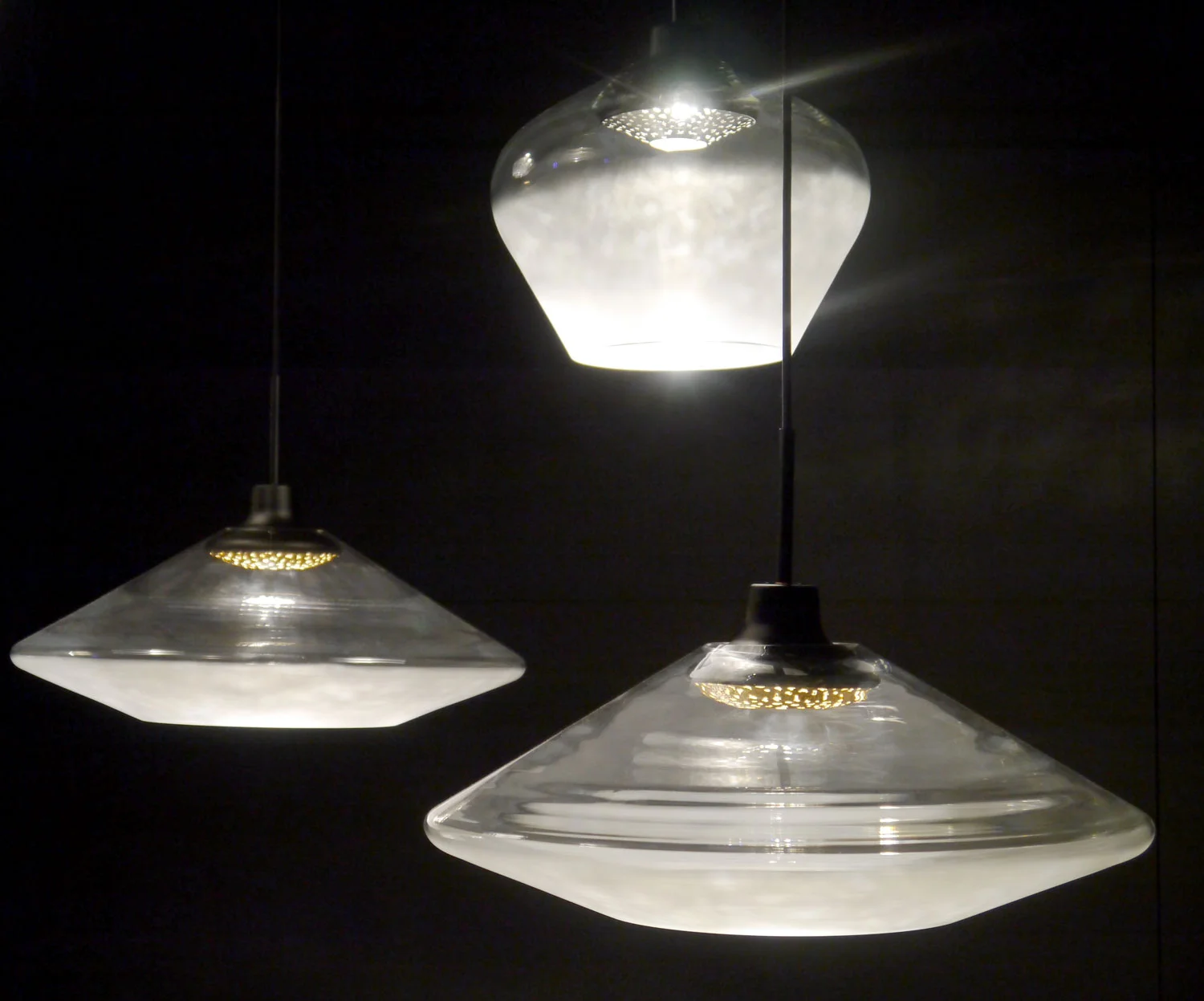  Canopy pendant, led pendant light, mouth-blown lead crystal shade by Haberdashery.