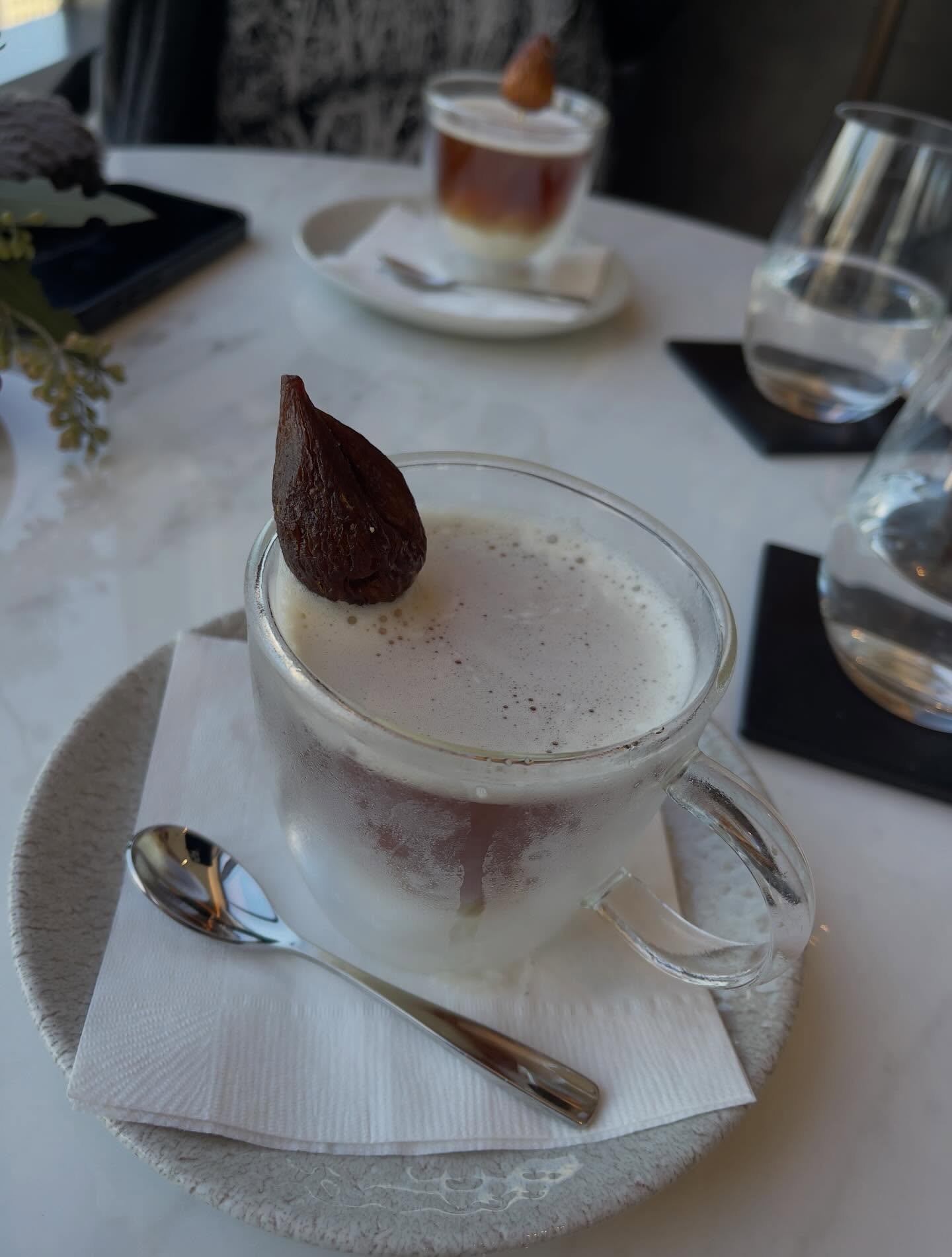 Portland&rsquo;s most interesting and delicious mocktail.

It is called Go Figure.
Dromme Calm Spirited Zero Proof | Dhos Orange Non-Alcoholic Liqueur / TEALEAVES Mocha Mousse &amp; Black Mission Fig Syrup
Vanilla Bean Gelato. 

Enjoy the ice cream w