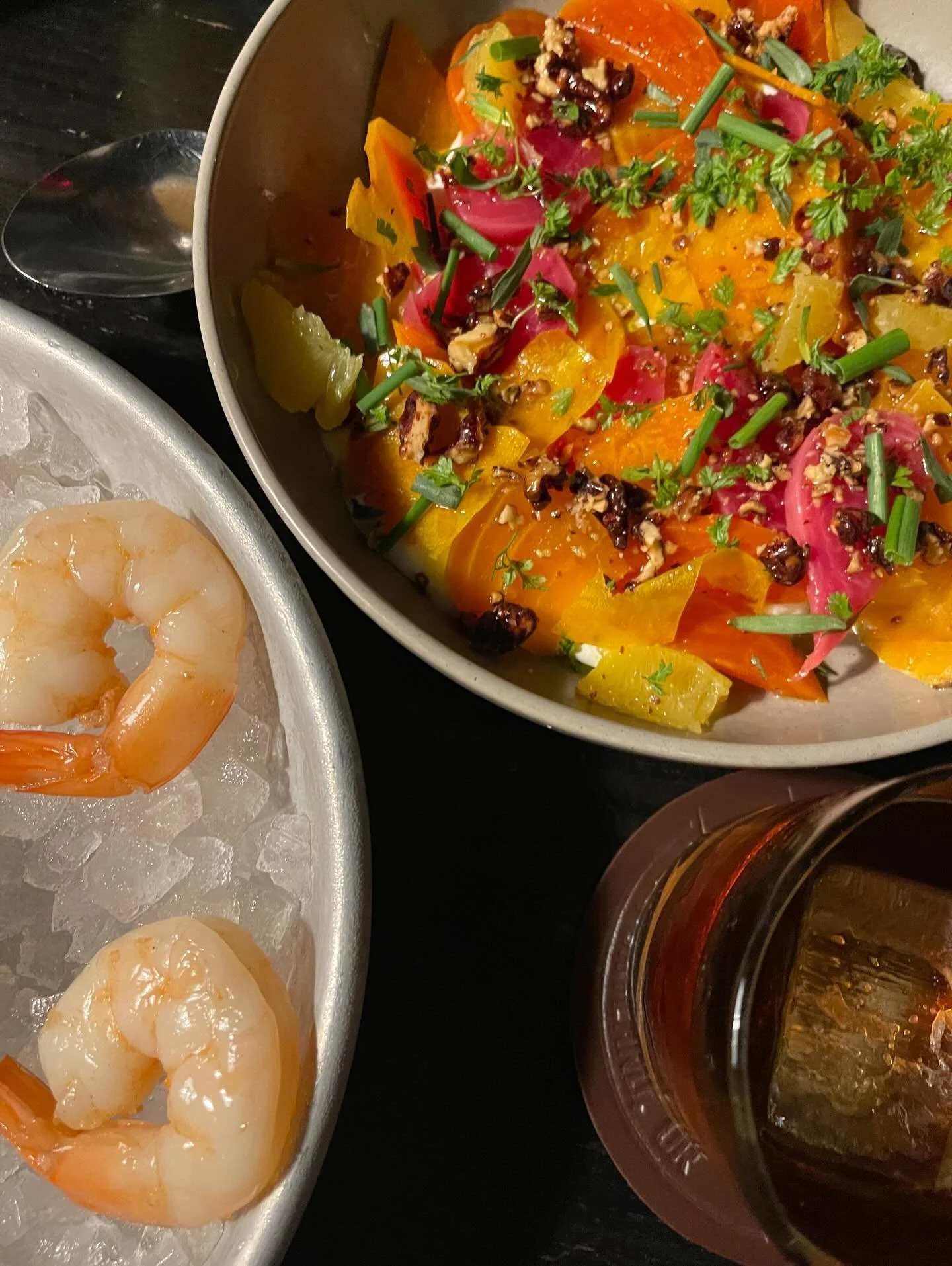 Burratta with beets and citrus. 
🥃 Boulevardier of Broken Dreams. 
Espresso martinis. 

#vestelletravel #travelwinefood #boulevardier @multnomahwhiskeylibrary