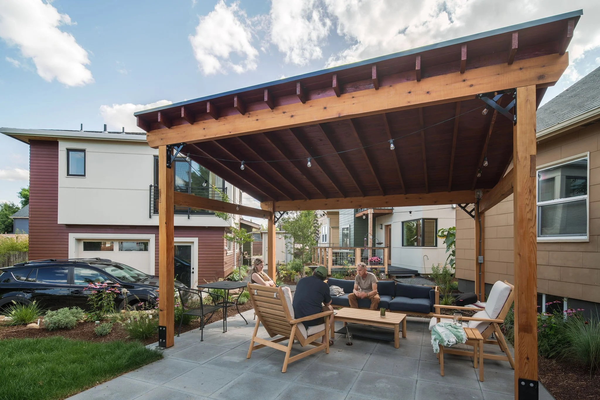 The Central Gathering space is central to all units, visible, and easily accessible.