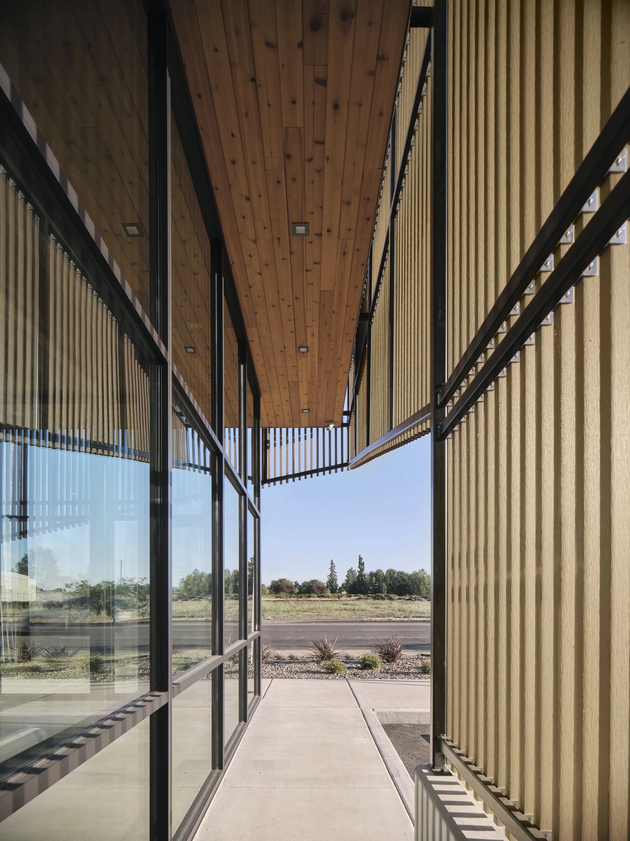 Screened-in walk-way