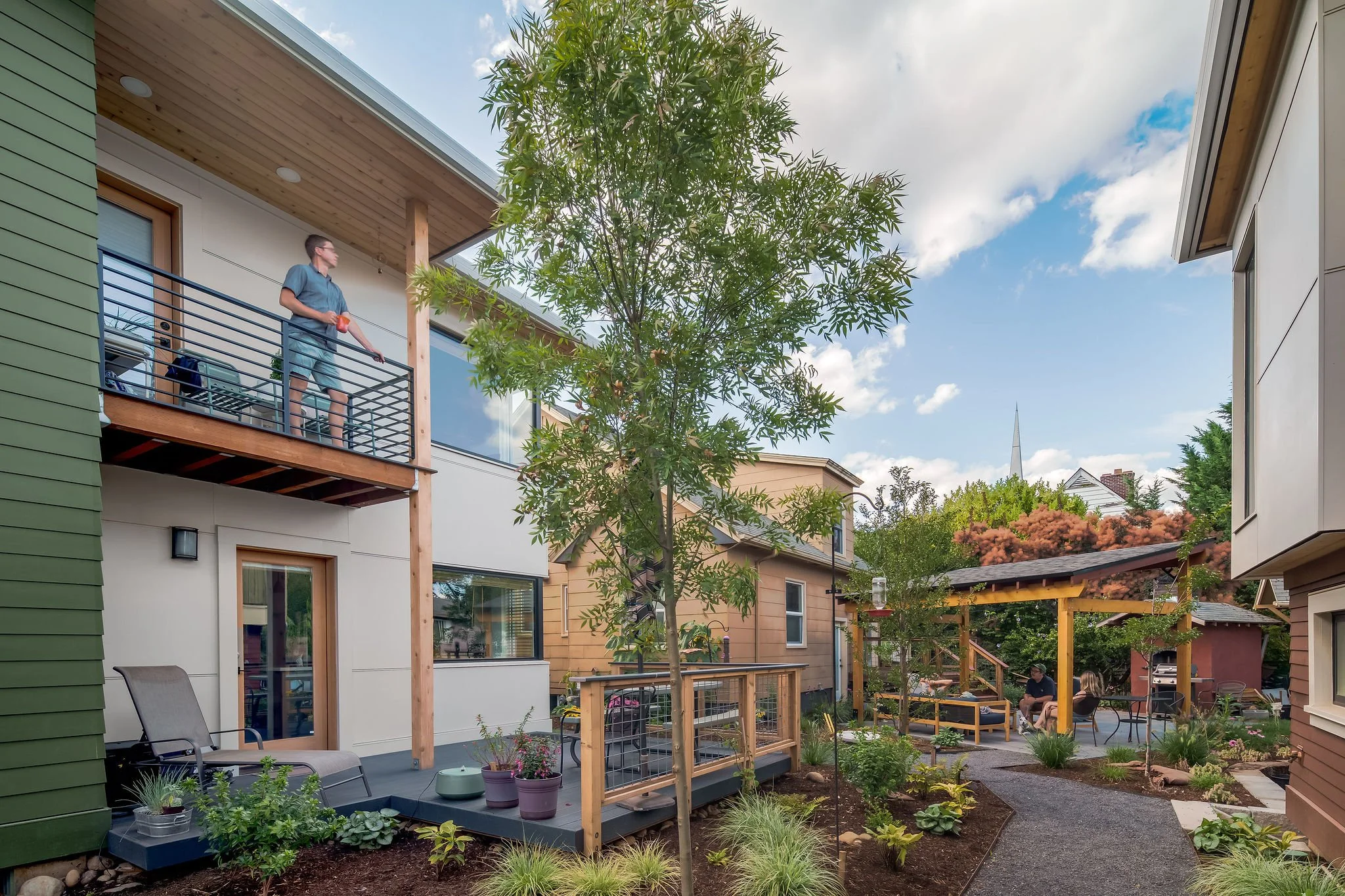 Gravel walking path infuses residents lives with nature and provides an oportunity for spontanious interactions.