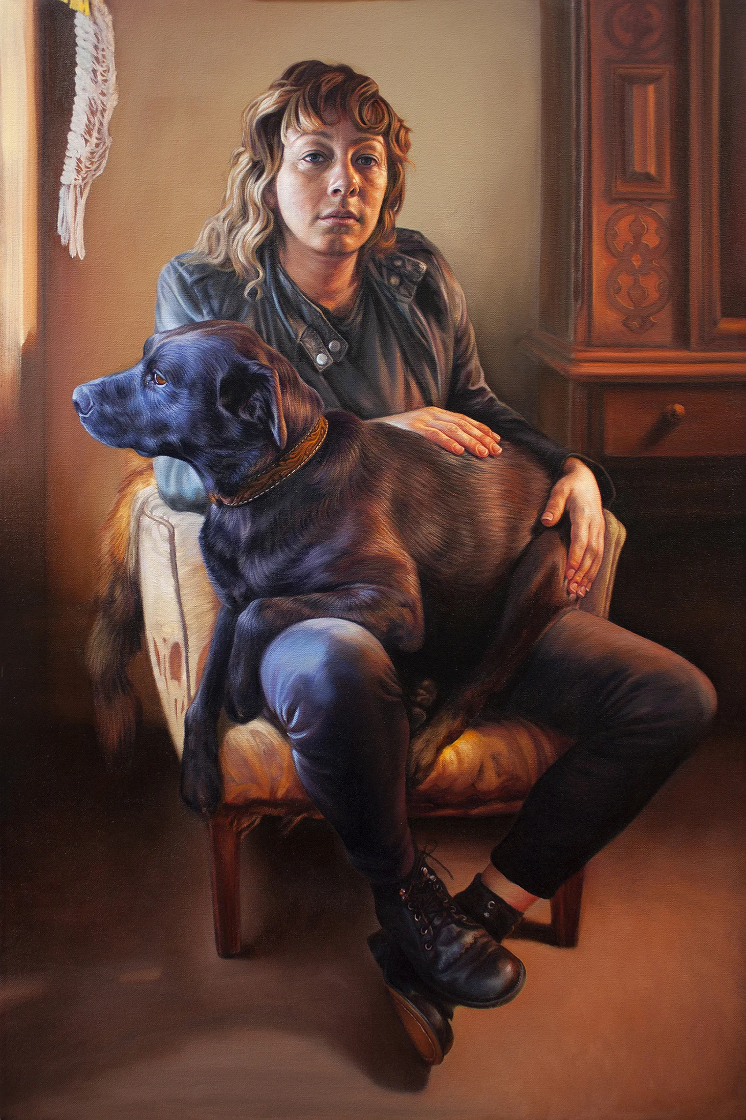 Sarah Rose and Duchess 24" x 36" Oil on Canvas 2017