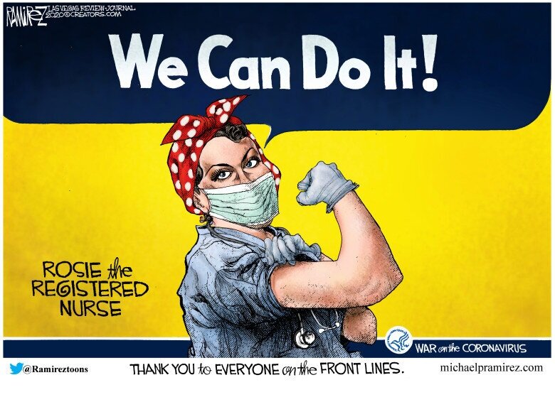 Rosie the Nurse by two-time Pulitzer winning cartoonist Michael P. Ramirez. www.michaelpramirez.com/index.html