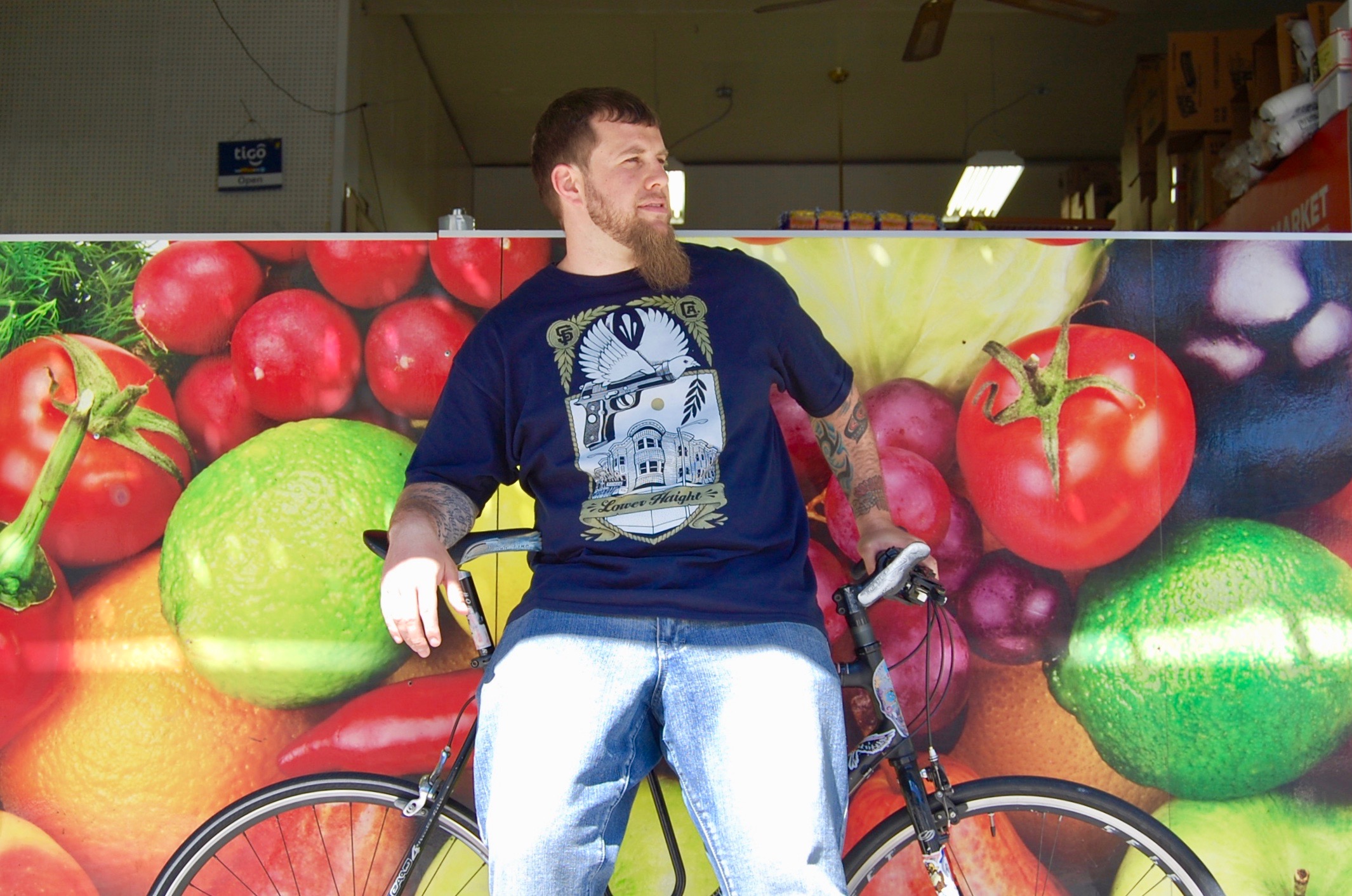 Ryan in front of one of the healthy corner stores, San Francisco