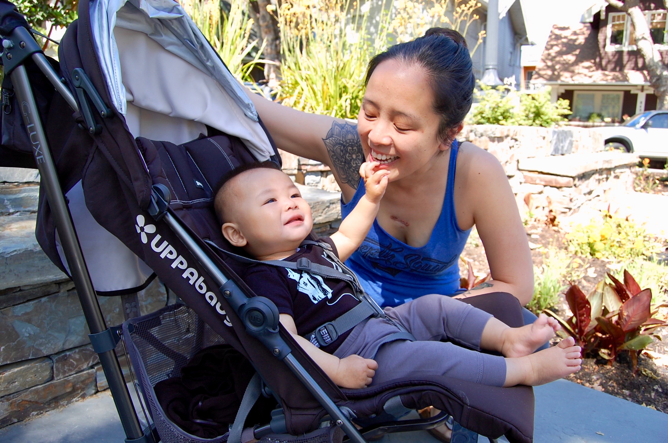 Huong with her son